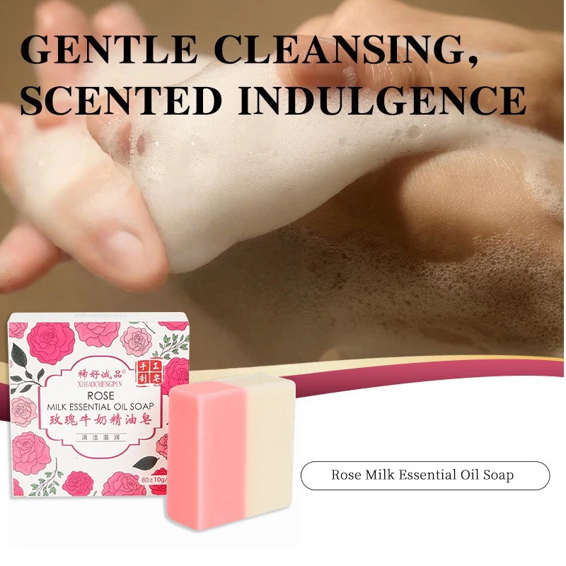 زيت الورد العطري المصنوع يدويًا بلونين من حليب الورد، تنظيف لطيف لترطيب الوجه والجسم، بشرة ناعمة وناعمة