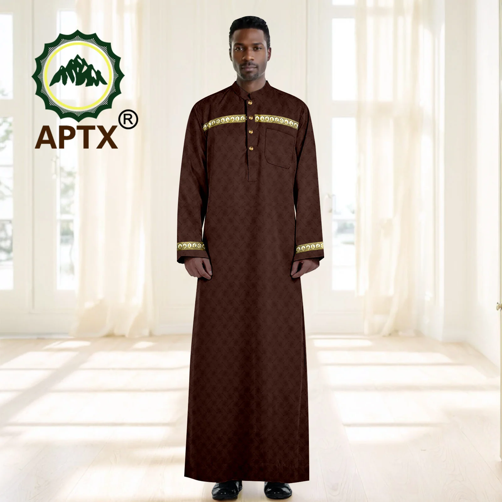 New Fashion Musilim Men Robe Long Sleeve Men Robe Prayer Shirt Loose Abaya Dresses Embroidered Kaftan Formal Dubai Thobe 2412003