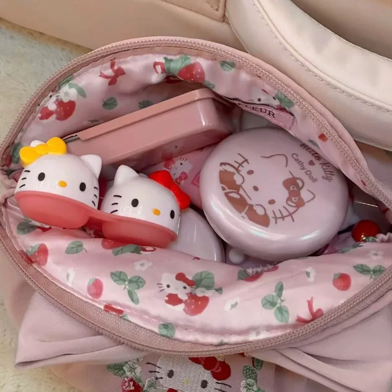 Японская сумка для ручек Miniso с бантом HelloKitty, милая сумка для макияжа Sanrio, вместительная мультяшная сумка для хранения для женщин и девушек, подарок