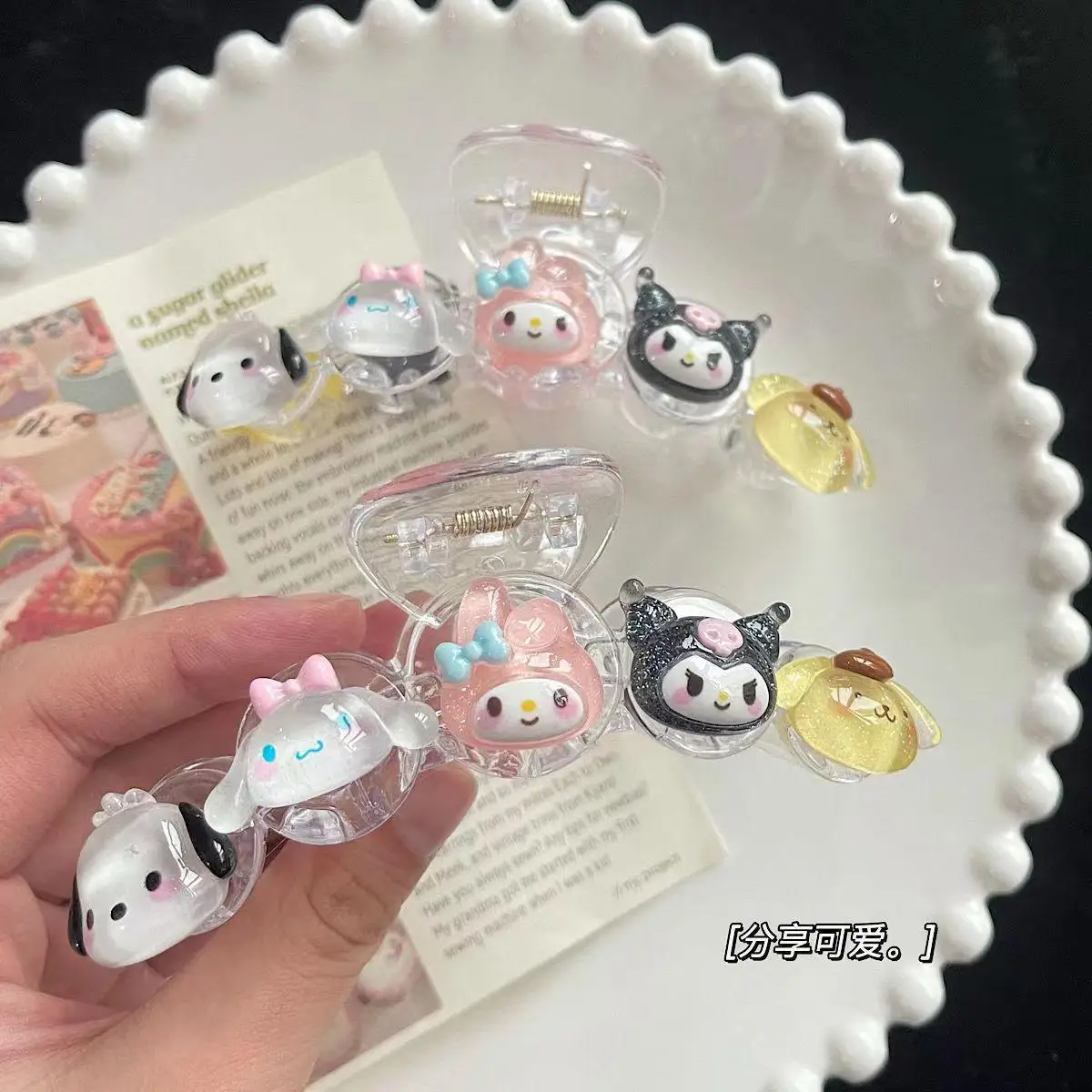 

Kawaii Sanrio мультфильм Kuromi захват Зажим Девушка акула зажим для волос для девочек аксессуары для волос милая форма милая Мелодия захват для волос аксессуары для волос