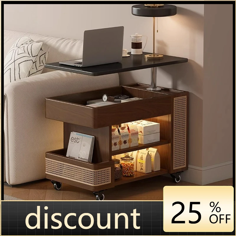 

LTT retro American living room sofa storage removable side cabinet braided rattan craft side cabinet