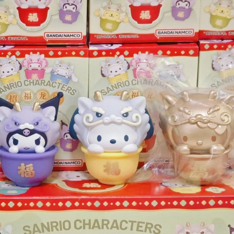 Подлинная Bandai Sanrio Family Lucky Dragon Silk Series слепая коробка Kawaii Kuromi Hangyodon Коллекционная фигурка Модная игрушка Веселый подарок