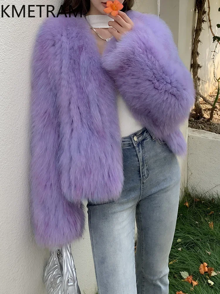 Natural Fox Fur Coat Women Luxury 2024 New in Outerwears Winter Clothes Woman Korean Fashion Cropped Fur Jacket шуба женская