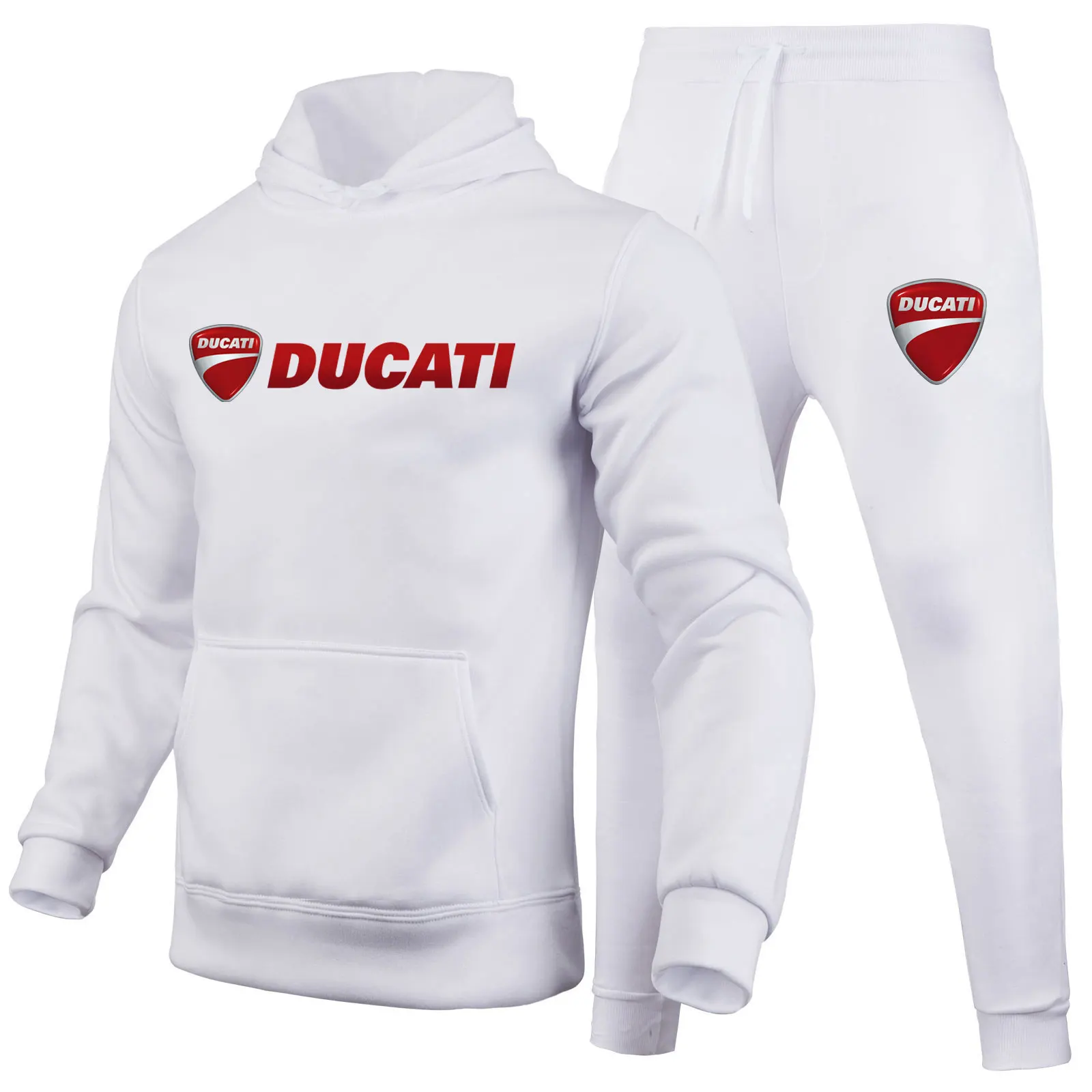 2026 spring Men's set outdoor Ducati Logo Sweatshirts Hoodie Brand Sweatpants Male Cotton Trousers Casual Men's women's clothing