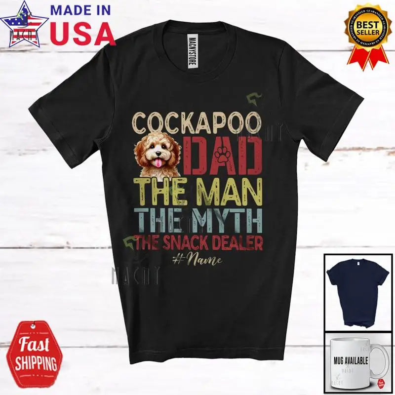 اسم مخصص Cockapoo أبي رجل أسطورة مذهلة عيد الأب خمر الأسرة تي شيرت