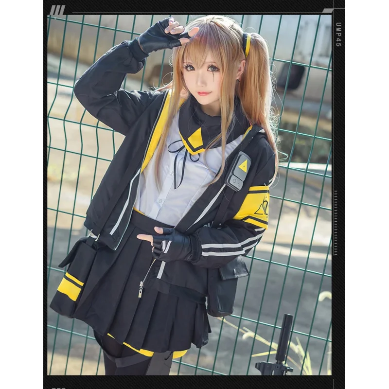 Girls frontline UMP45 tactical cosplay costume Lolita women girls battle uniform Carnival UMP 45 fighting clothes dress full set