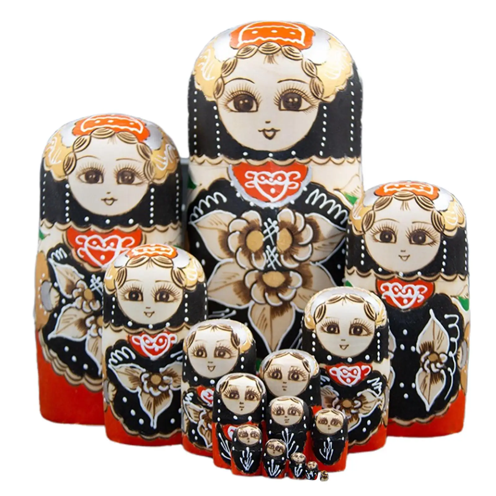 Handmade Wooden Matryoshka Doll Toys 15 Layer Russian Nesting Doll Stacking Educational Toy for Girls Toddlers Collectible Home