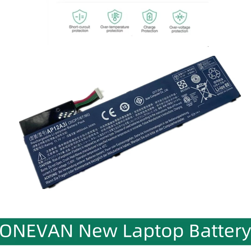 ONEVAN nueva batería de ordenador portátil 11,1 V 4850mAh AP12A3i para Acer Aspire W700 MA50 Tablet M3 M5 U M5-481G M3-581TG M5-481TG-6814 AP12A4i