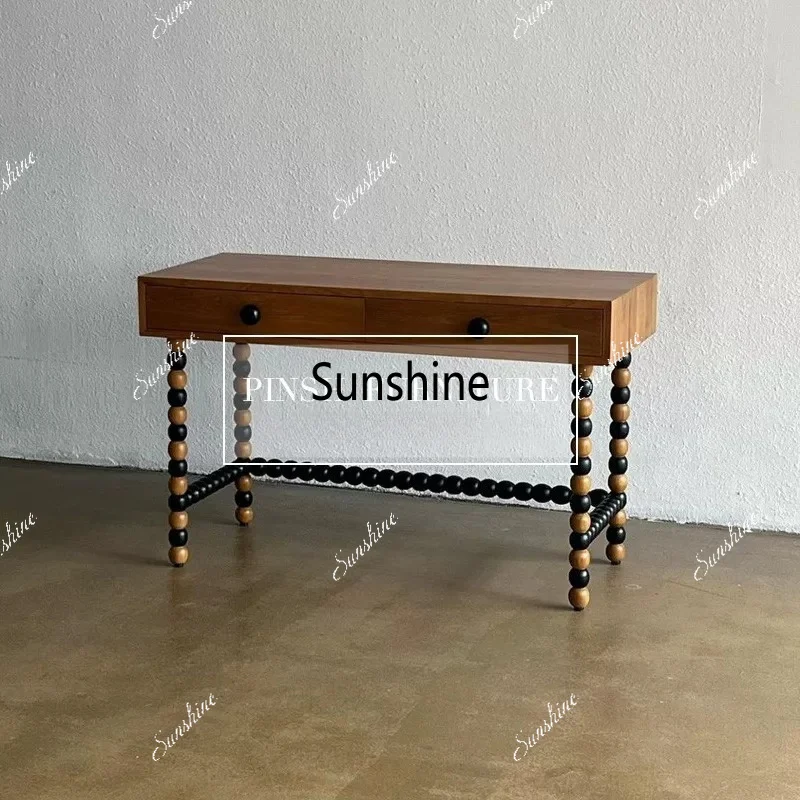 American rural solid wood desk writing desk foyer entrance art color matching
