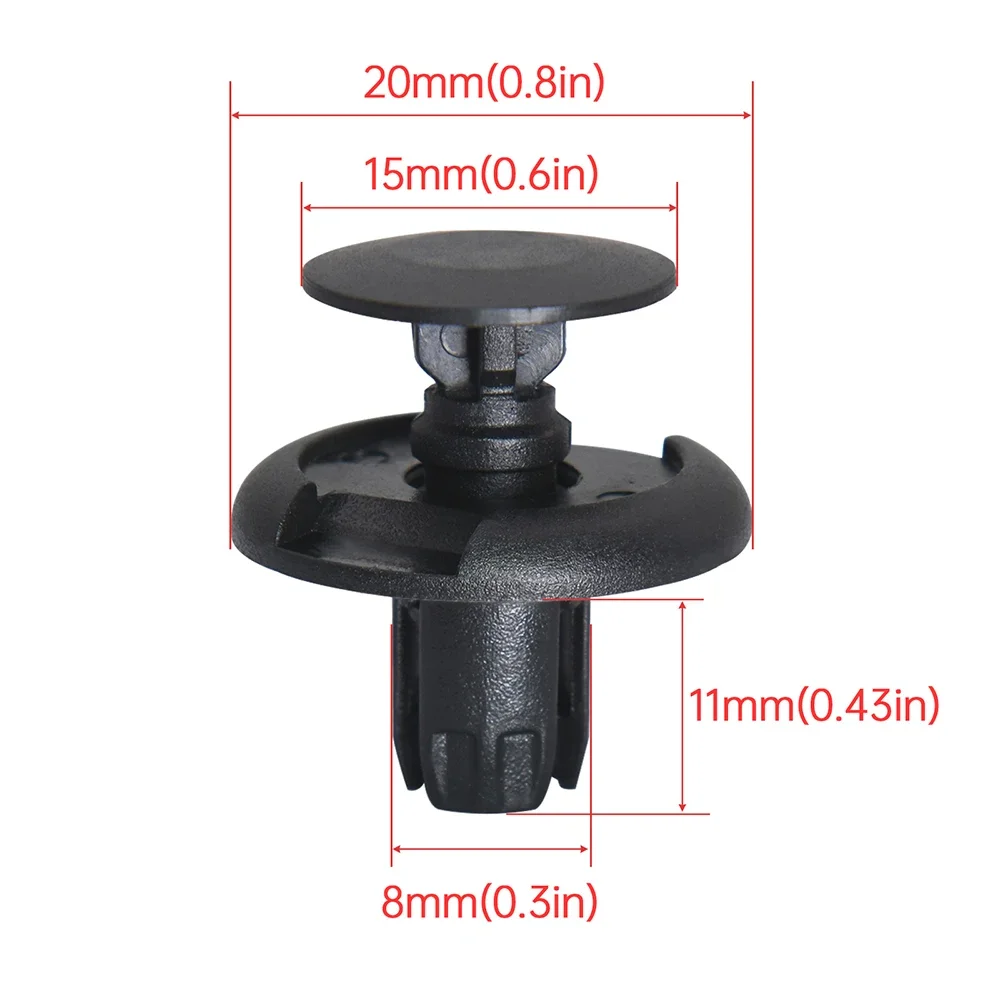 10-1000X 8mm 車用スプラッシュガード インナーフェンダーリテーナーファスナー ホンダ フィット アコード スピリオール シティ CRV シティ シビック フェンダーライナークリップ用