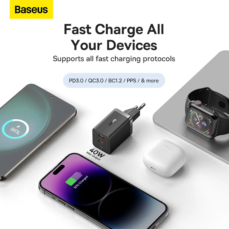 Baseus GaN5 Pro Fast Charger C+C 40W EU