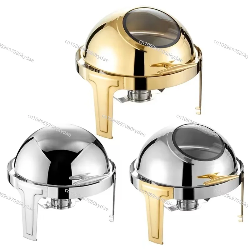 

Luxury Gold Round Hanging Chafing Dishes Hotel Wedding Buffet Equipment Dishes for Catering Restaurant Heating Food Warmer