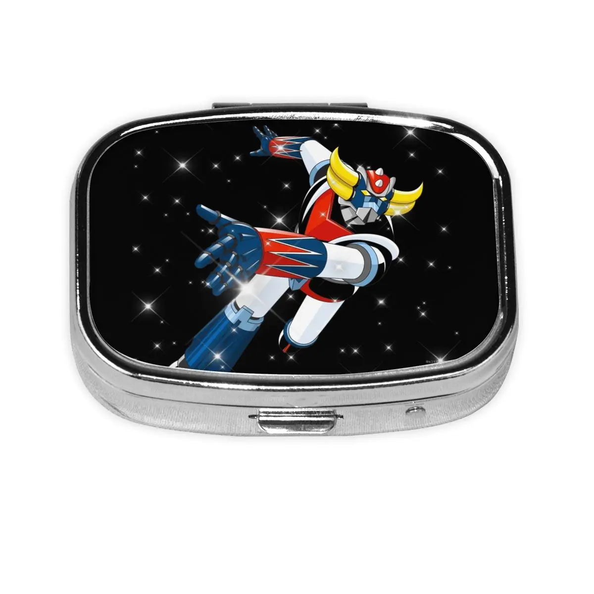 

Квадратная коробка для таблеток Goldorak, 2 отделения, дозатор таблеток, аниме, манга, Goldrake, портативная дорожная коробка для хранения лекарств, контейнер