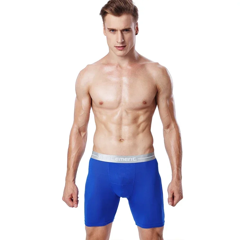 

3pcs Men's Sports Lengthened Plus Fat Underwear Boxer Briefs Running Anti-Wear Leg Long Boxer Briefs Youth