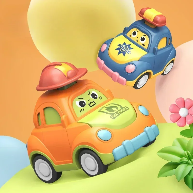 Mini Press Go Vehicles Inertia Pull Back Cars Baby Cartoon Toy Car Montessori Early Education Crawling Toys dla małych chłopców