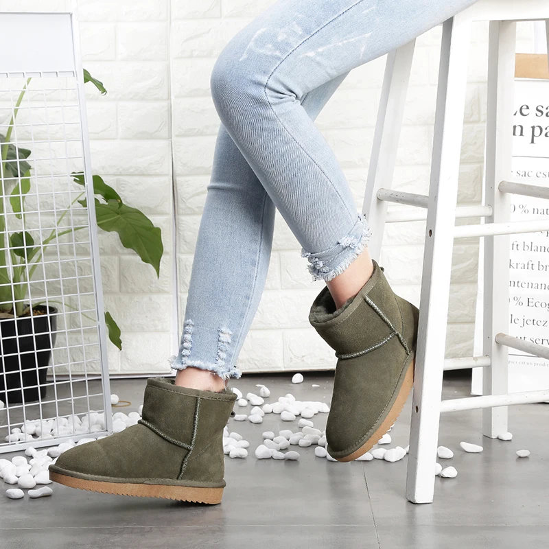 New Arrival Genuine Leather Australia Classic Women Snow Boots Women\'s Cow Leather Ankle Boots Plus Size Winter Women Shoes