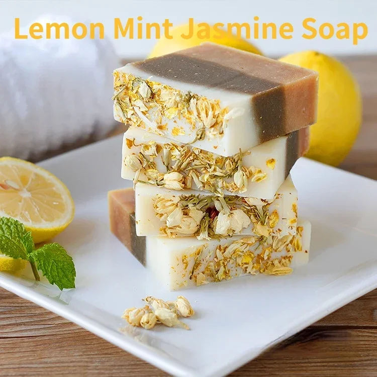 Handmade Gardenia Soap Rose Sea Salt Lemon Mint Jasmine Essential Oil Soap Low-temperature Cold Made Lavender 95g