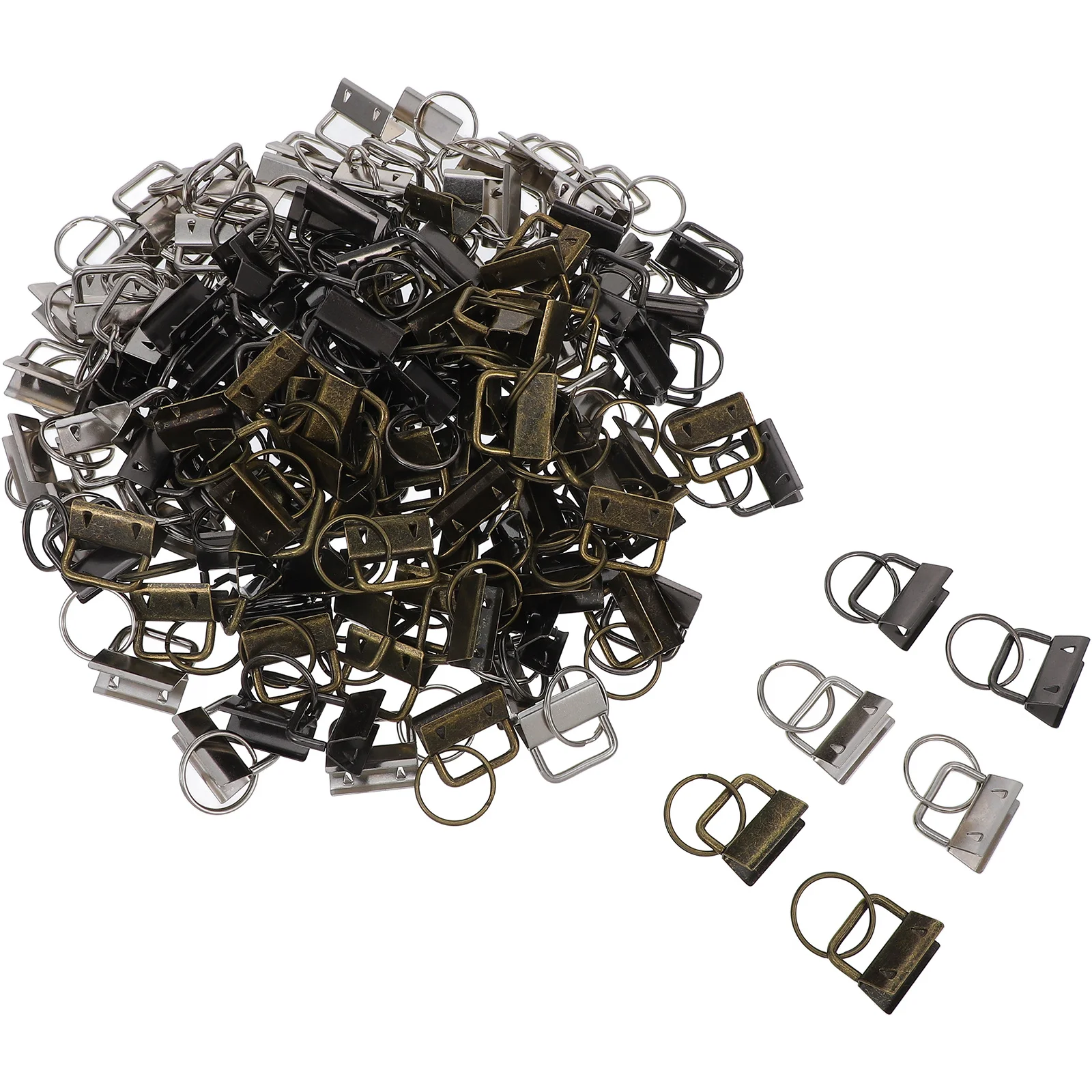 

150Pcs Keychain Tail Clip Hardware Metal Key Fob Hardware Set for Wristlet Webbing Bag Ribbon Crafts Key Lanyard Tail Clips