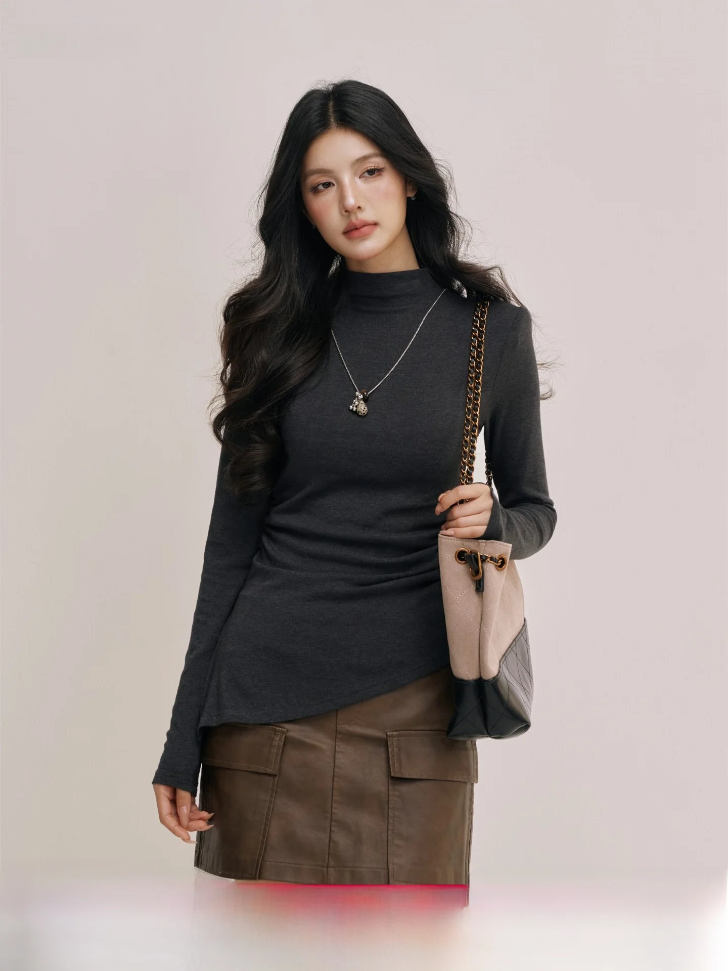 

CHILL ZOEY: Новая трикотажная футболка с длинным рукавом, гладкая, черная, эластичная, с круглым вырезом, повседневная, для ношения под одеждой