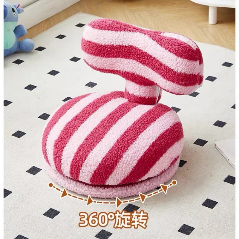 Home Use Rotatable Tatami Lazy Sofa for living room Colorful Lambswool Household Stool Round Chair with Backrest Pratical