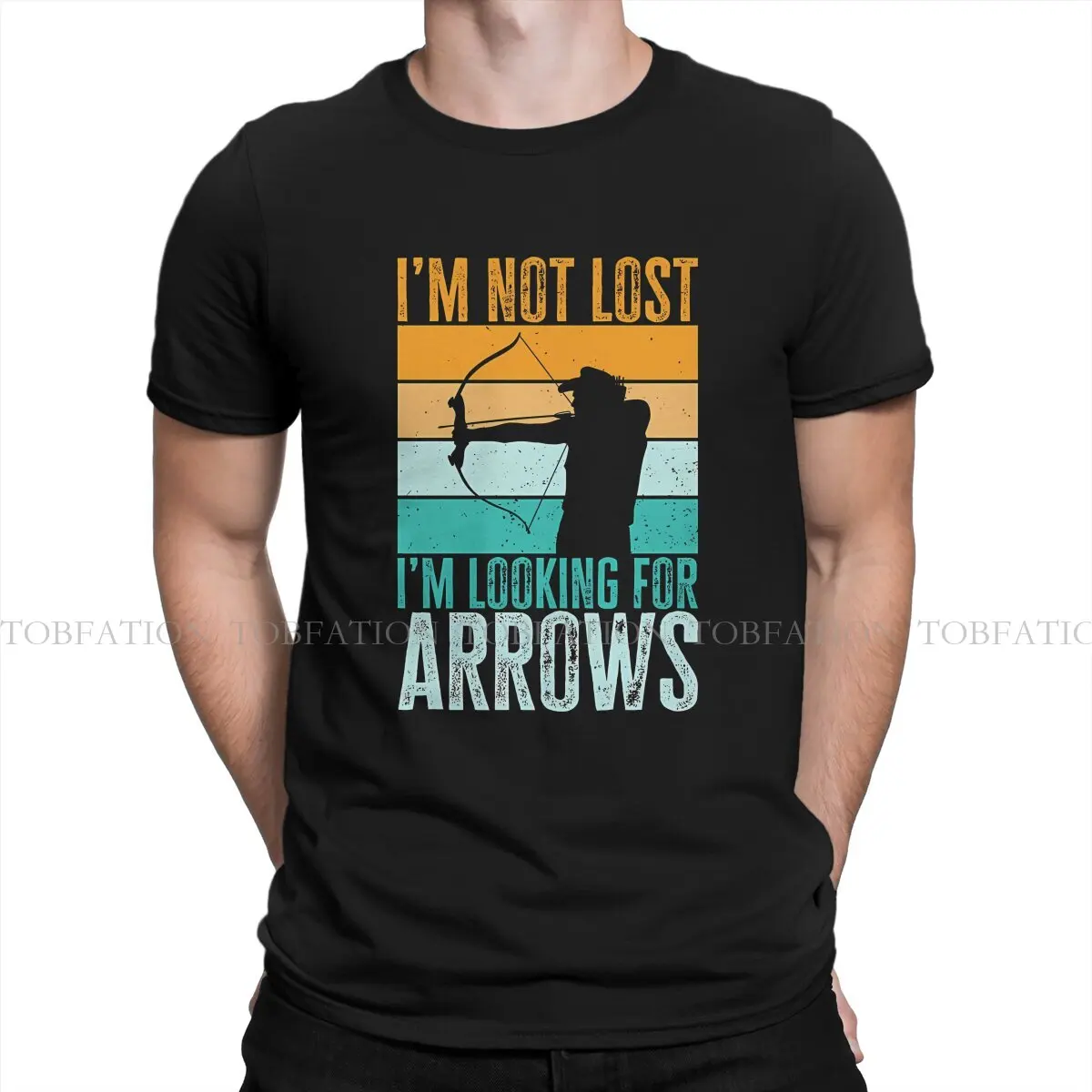 Looking For Arrows Vintage TShirt For Men Archery Clothing Novelty T Shirt 100% Cotton Soft Printed Loose