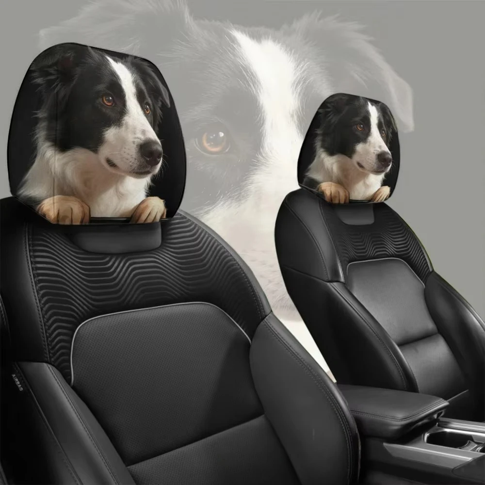 Border Collie Print Headrest Covers, Stain-Resistant & Durable, Universal for Daily Commuting & Road Trips Car Headrest Covers
