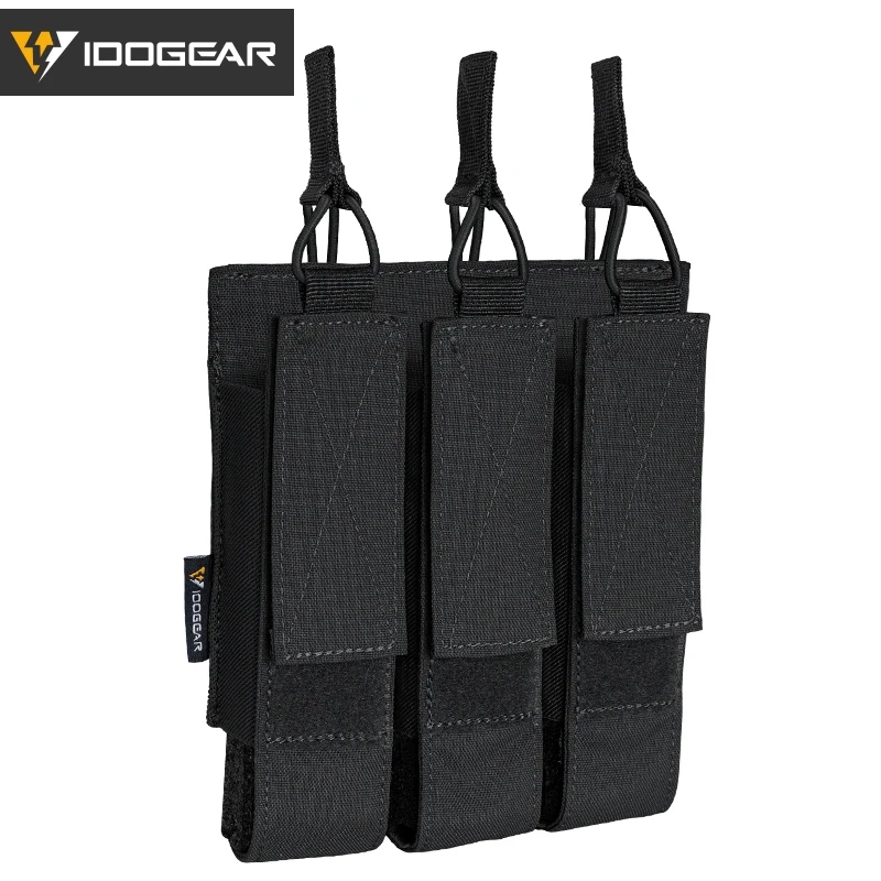 IDOGEAR Tactical Triple Magazine Pouch Mag Carrier MOLLE for Submachine Open Top  Mag Holder  3576