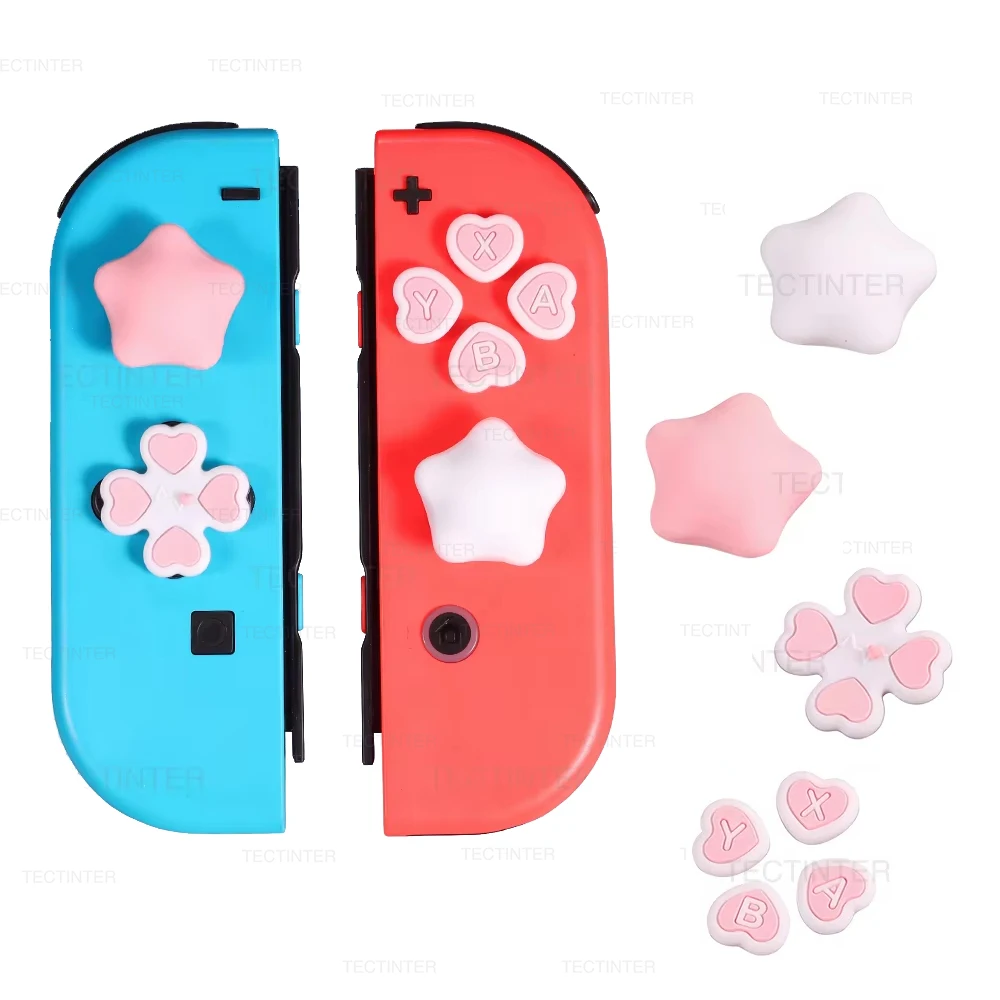 ABXY Key Sticker Skin for Nintendo Switch/Oled/LiteCase Thumb Stick Grip Cap Silicone Soft D-pad Cross Button Cover Accessories