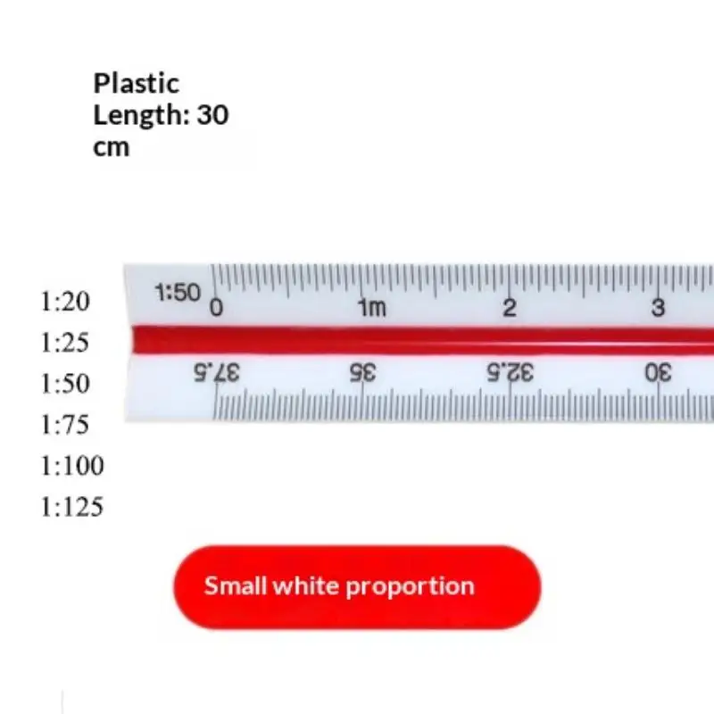 30cm Metric Triangular Scale Ruler линейка regla 1:20-1:500 Metal Plastic Architect Engineer Drafting Measuring Tool
