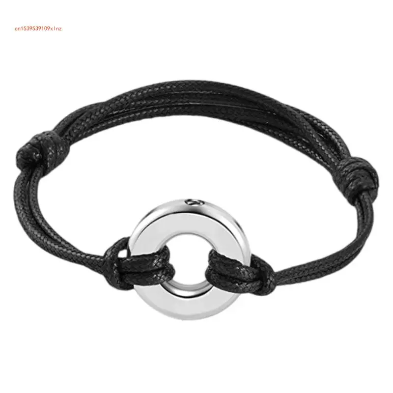 Adjustable PU Leather Rope Memorial Bracelet Cremation Ashes Holder Handchain