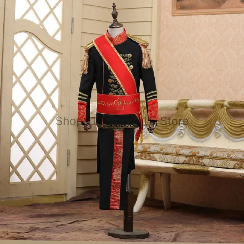 

Men Boy British Royal Costume Queen's Guard Uniform Prince William Royal Guards Soldiers Costume European Prince Suit Full Set