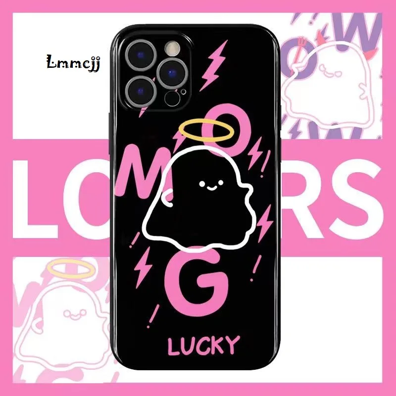 Lmmcjj Alphabet Ghost Phone Case For iPhone 12 Mini 11 13 Pro 14 Plus XS Max XR X Se 2020 For Samsung Galaxy S23 Silicone Cover