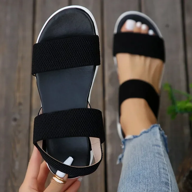 Female Shoes on Sale 2024 Elastic Band Women\'s Sandals Summer Casual Sandals Women Open Toe Platform Wedges Light Shoes Women