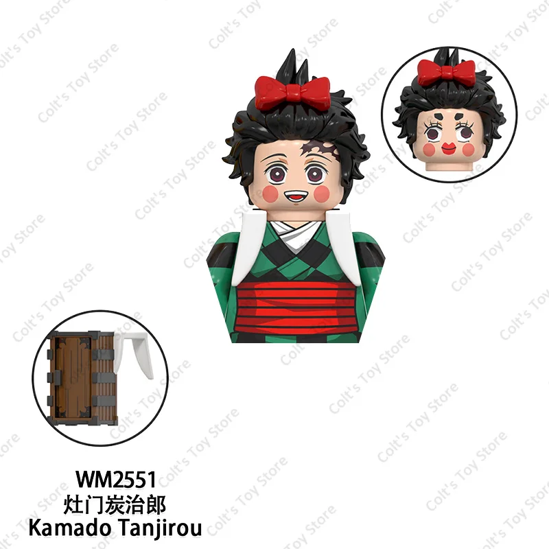 Hot Anime Mini Action Figure Building Blocks Demon Slayer Tanjirou Inosuke Nezuko Zenitsu Kanawo Kyoujurou Akaza Model Doll Toys