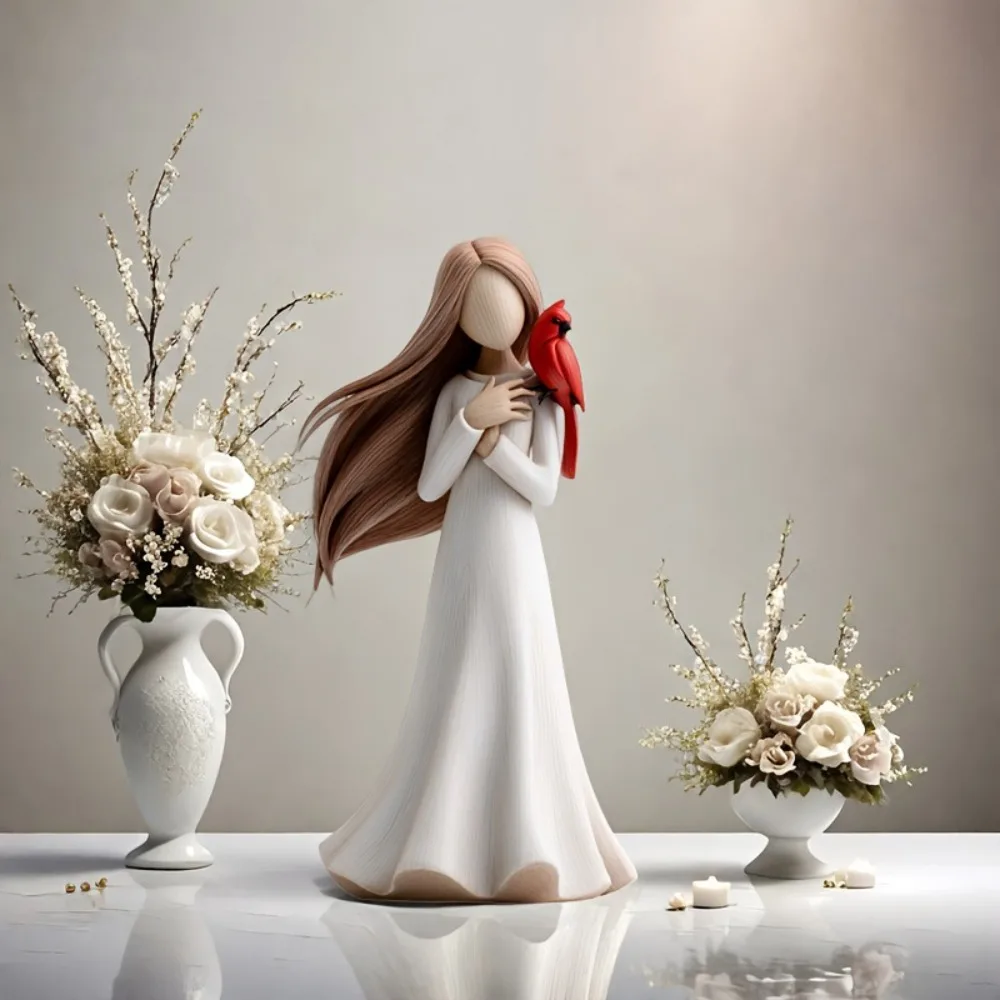 1Pcs Elegant Resin Angel Figurine,Desktop Home Ornament,Art Tabletop Decor,Creative Gift Christmas Birthday Carnival Celebration