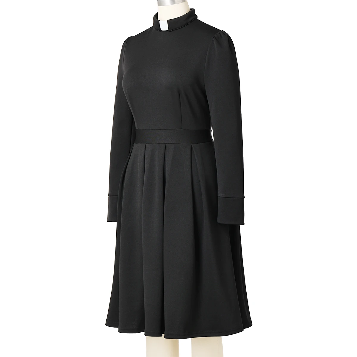 Black Clergy Uniform Dress for Women Minister Tab Collar Priest Church Dresses