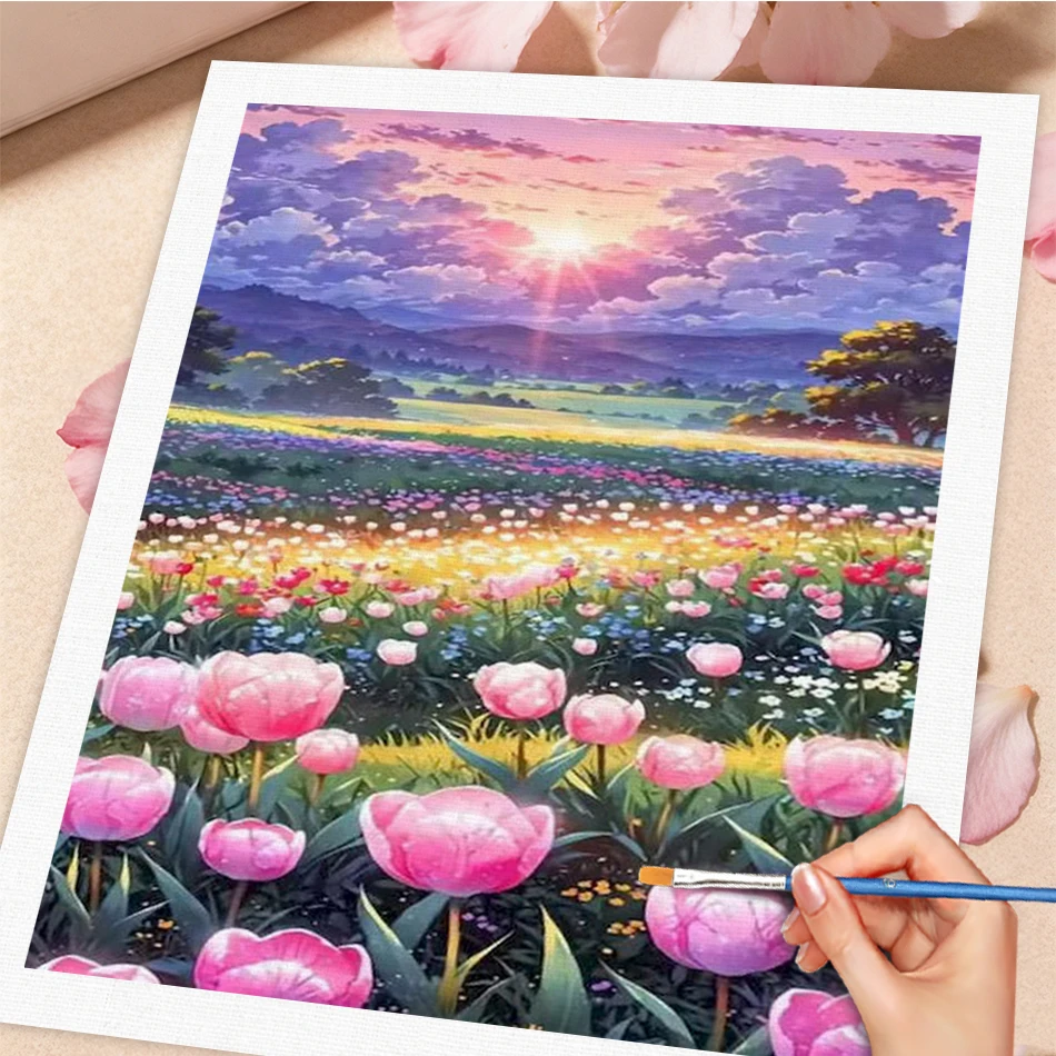 

GATYZTORY DIY Pictures By Number Flower Landscape Kits Home Decor Painting By Numbers Mountain Drawing On Canvas HandPainted Art