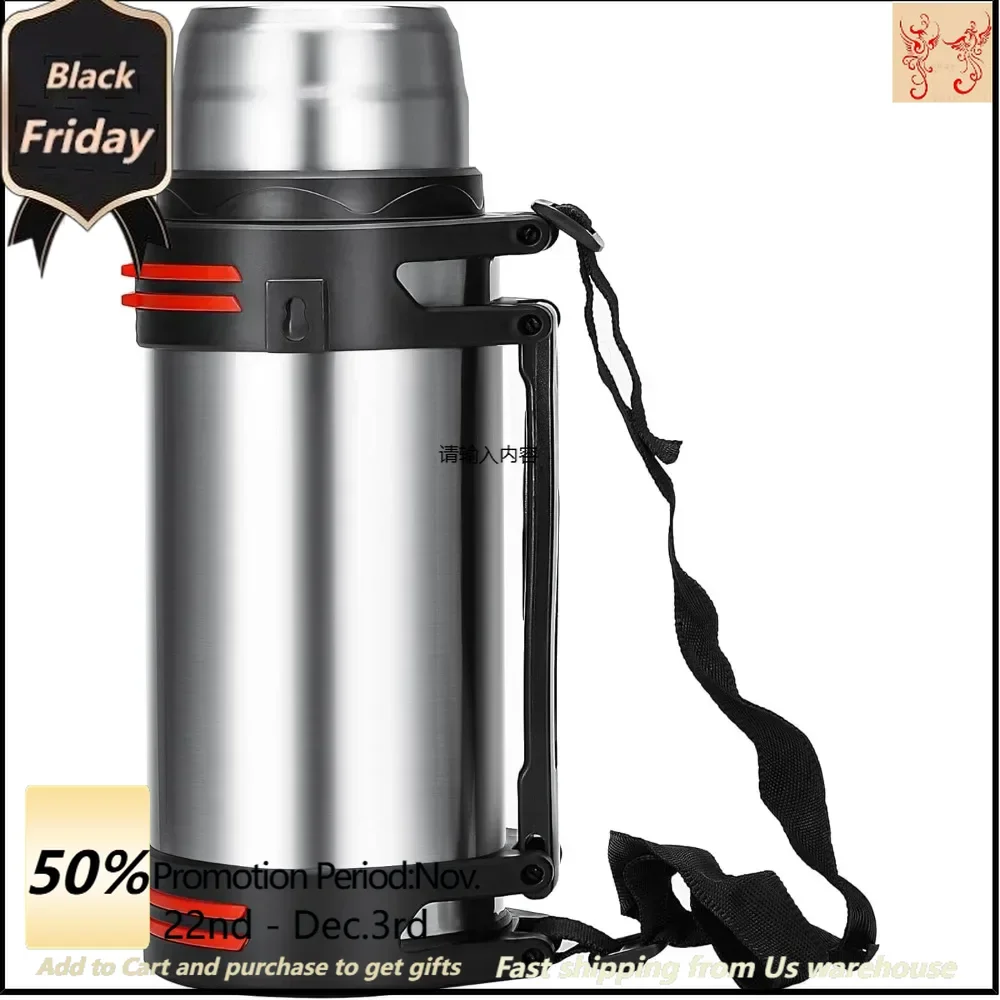 Termo grande - Termo de acero inoxidable de 101 oz con taza sin BPA - Termo al vacío extra grande de 3 litros