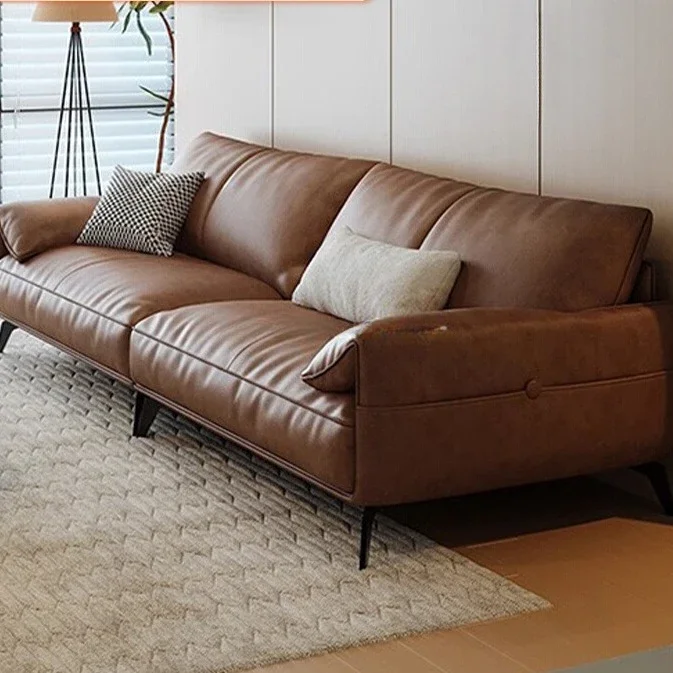 Leather sofa, living room Italian minimalist first-layer cowhide home sofa