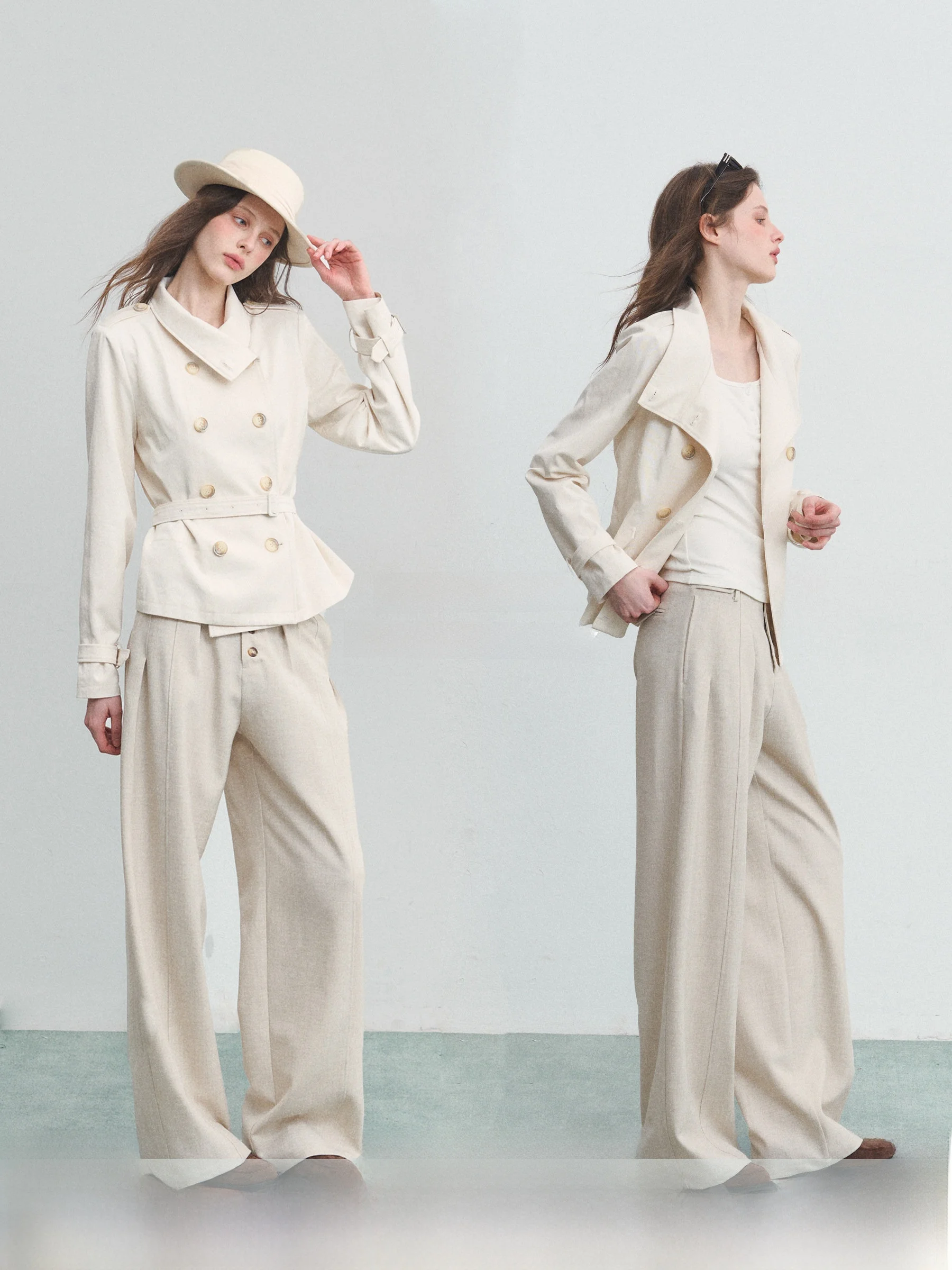 

SPEAR YOUTH Double-Breasted Silk Tweed Jaet Casual Sle Long Sve Women's Suit Outerwear Vaion-Themed Coat