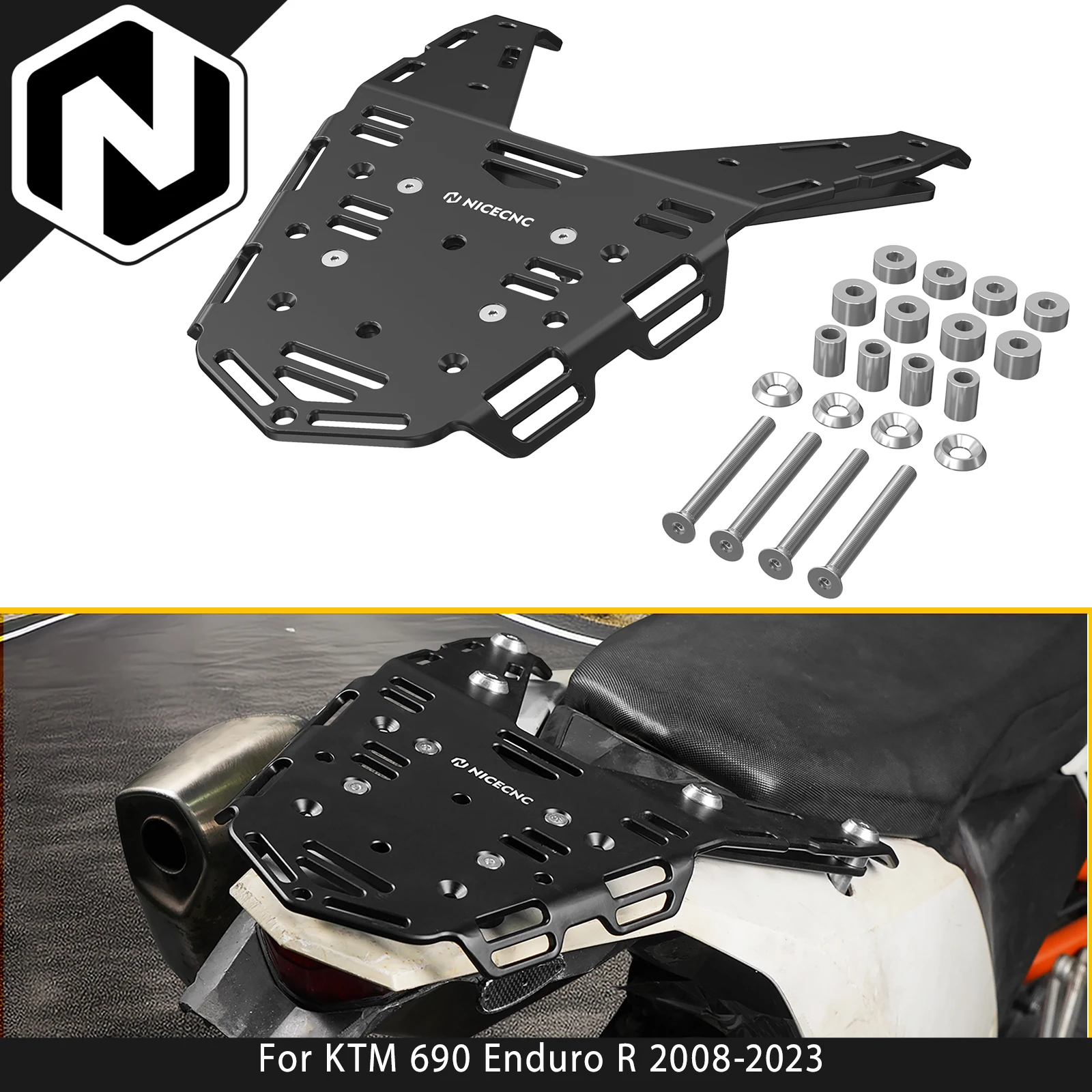 

Багажник NICECNC для мотоцикла KTM 690 Enduro R 2008-2023, задний грузовой багажник для 690 Enduro R 2023, 2022, 2021, 2020, 2019, 2018, 2017