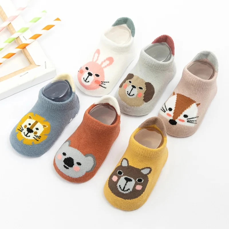 

Baby Cute Cartoon Animal Ankle Short Socks Rubber Dispensing Anti-slip Floor Tube Sock for Boy Girls Kids Spring Autumn Clothes