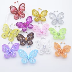 Bling Powder Resin Embellished Wire Mesh Butterfly Appliques for Clothes Hat Shoes Sewing Patches DIY Headwear Hair Clips Decor