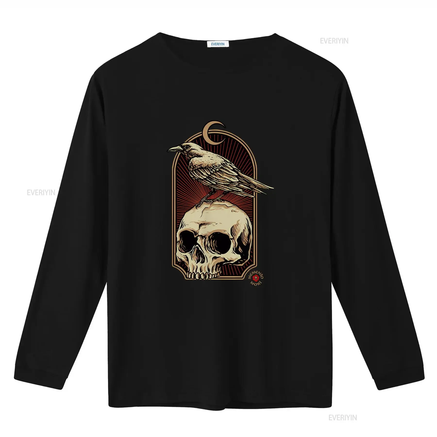 تي شيرت Nevermore Skull and Raven Memento Mori مقاس S 5XL ملابس الشارع المغسولة العتيقة متعددة الاستخدامات للجنسين أنيقة أوم ممتدة