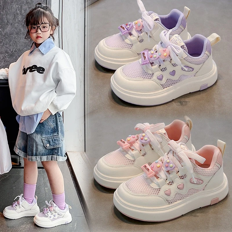 

Сетчатая обувь для девочек, весна-осень 2021, новая детская спортивная обувь, дышащая сетчатая повседневная обувь для девочек, туфли для досок