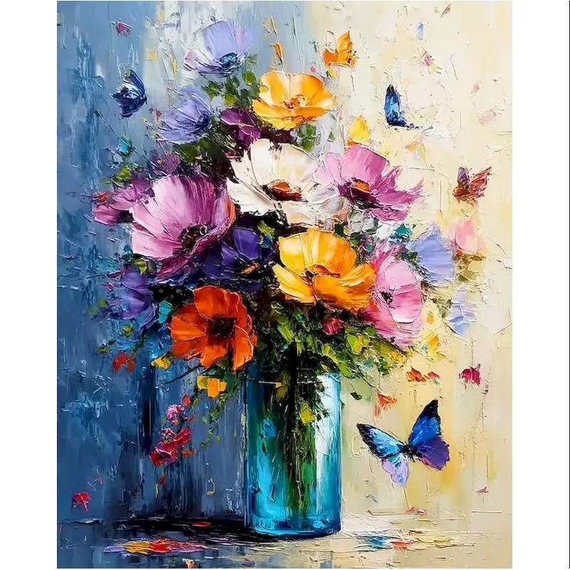 

GATYZTORY Modern Flowers Paint By Numbers For Adults Butterfly DIY Canvas Painting Art Supplies Drawing Living Room Decoration