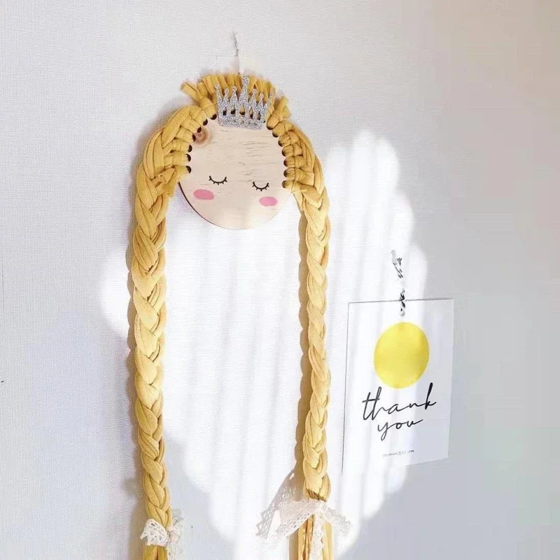 Nordic Braid Doll Baby Hair Clips Holder Princess Gril Hairpin Hairband Storage Pendant Wall Hanging Decor for Girls Room