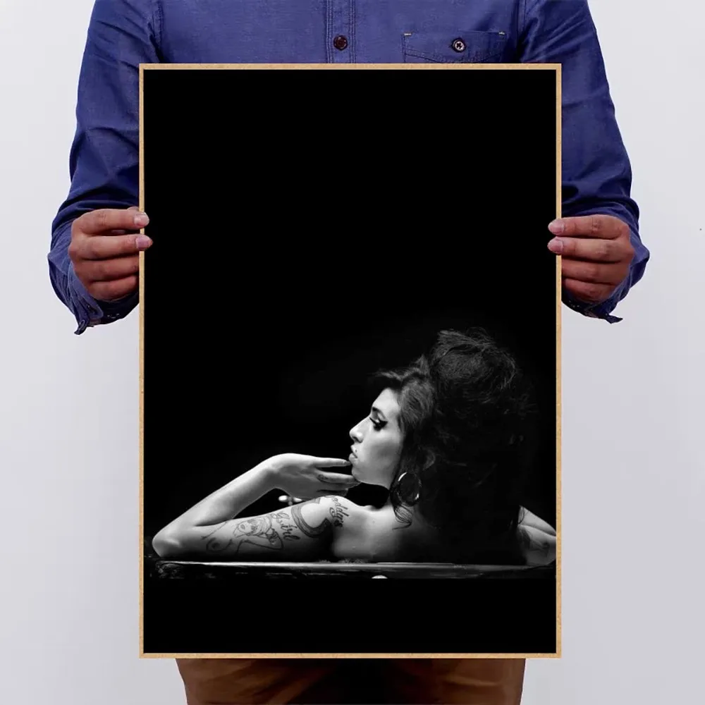 Beauty Woman Amy Winehouse Music Singer Star Poster Kraft Club Bar Paper Vintage Poster Wall Art Painting Bedroom Study Stickers