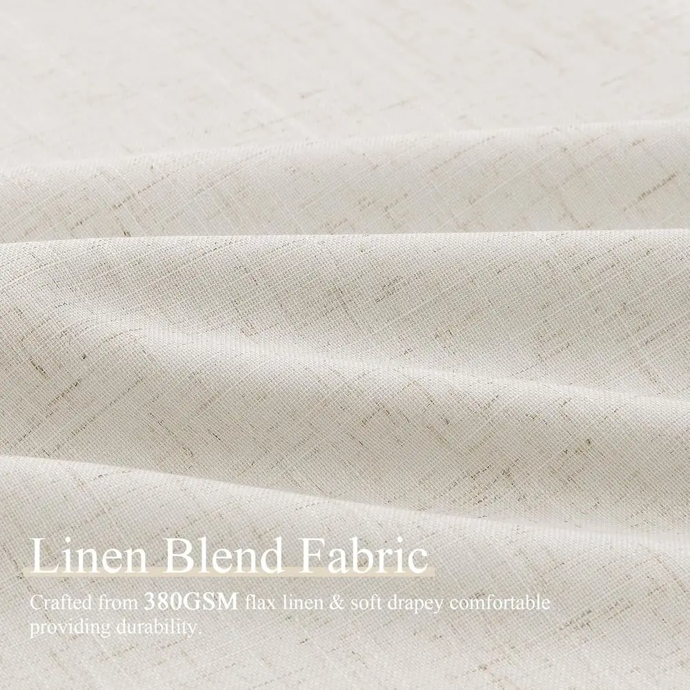 Tende oscuranti stile Boho 102 isolate in memory foam con linguetta posteriore, crema neutra per soggiorno e camera da letto