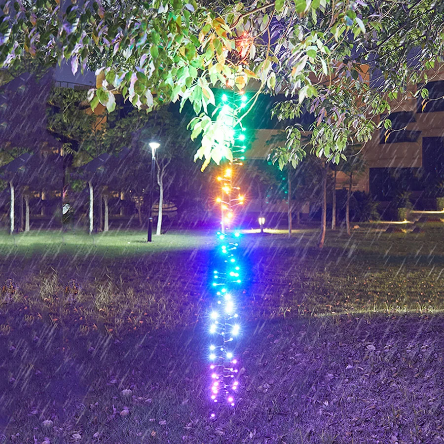 Led guirlanda de natal luzes de fadas ao ar livre à prova dwaterproof água chuva de meteoros luzes da corda decoração do jardim para árvore de natal festa casamento